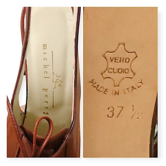 Vintage Michel Perry brown chunky platform lace up sling size 37.5 EU - Picture 7 of 10